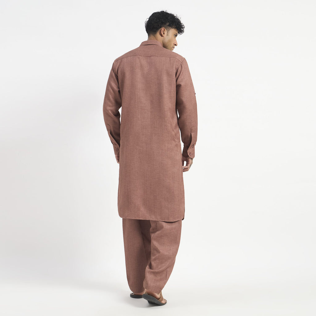 Classic Pathani Suit - Terracotta Rose