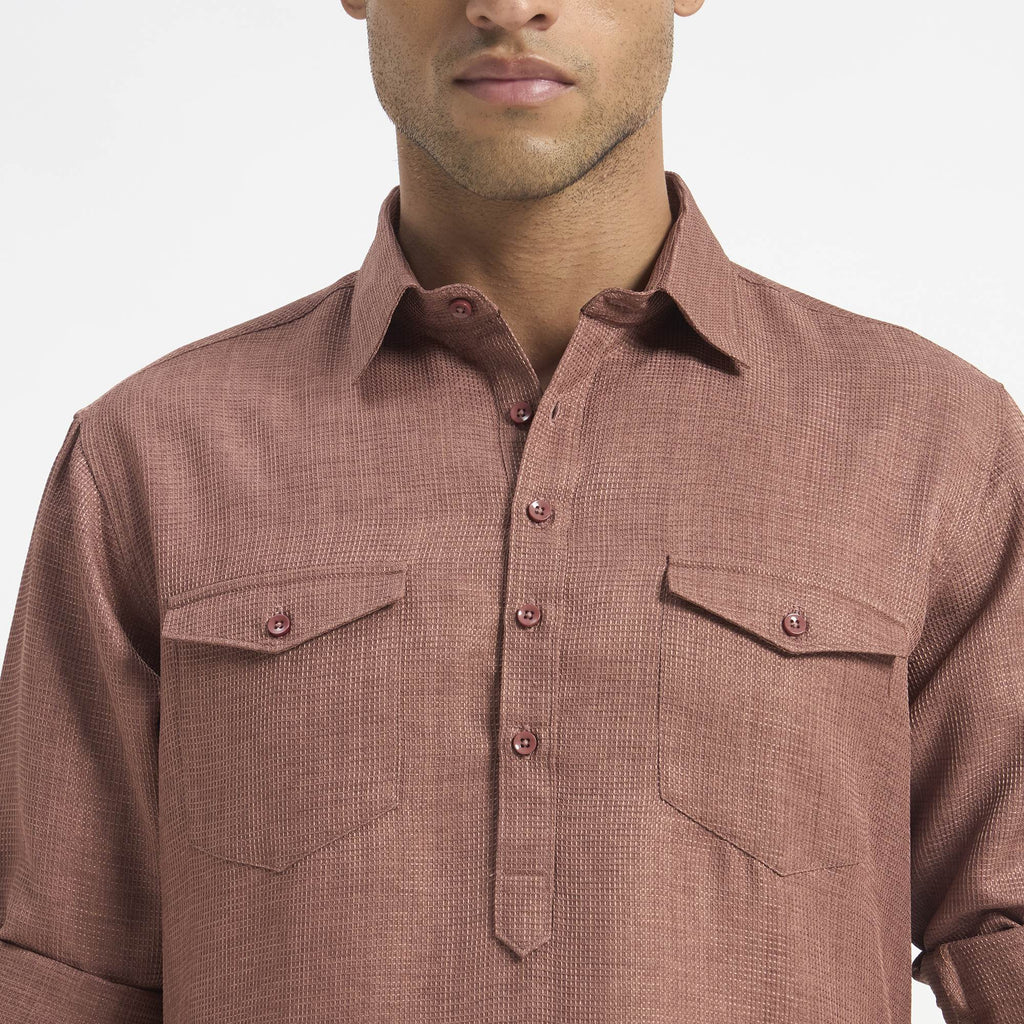 Classic Pathani Suit - Terracotta Rose