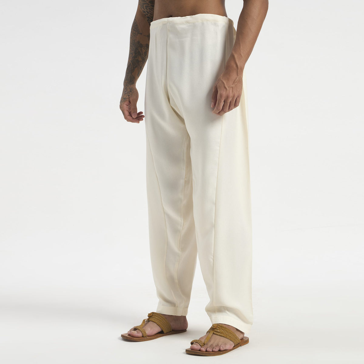 Embroidered Pathani Suit - Soft Ivory