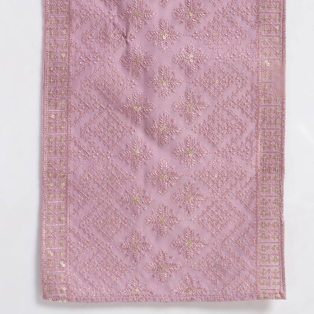 Embroidered Pathani Suit With Stole - Orchid Pink