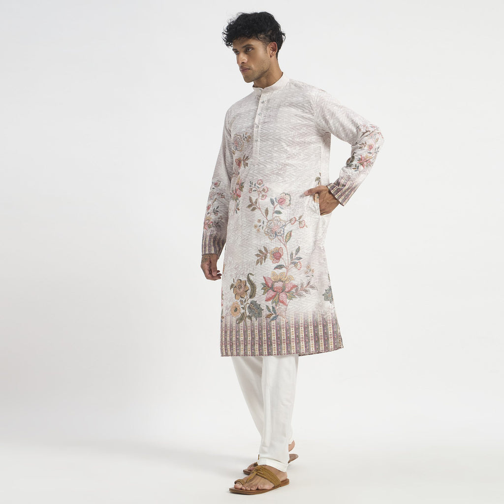 Floral Pathani Suit - Blush Taupe