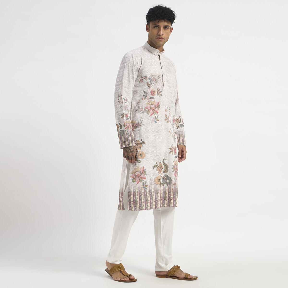 Floral Pathani Suit - Blush Taupe
