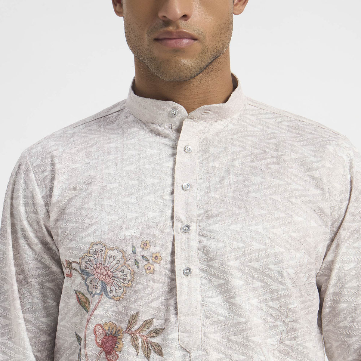 Floral Pathani Suit - Blush Taupe