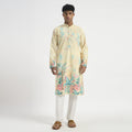 Floral Pathani Suit - Butter Cream