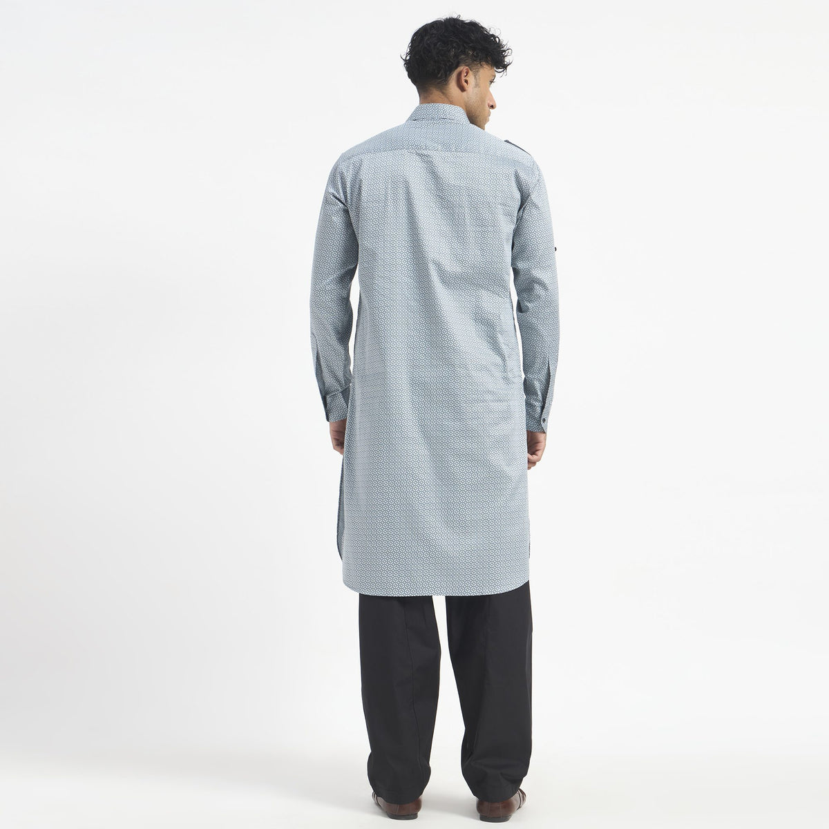 Geometric Pathani Suit - Powder Blue