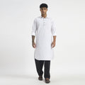 Geometric Pathani Suit - Pure White